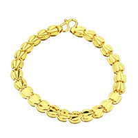 laiton bracelet, Plaqué d'or 24K, pour femme, protéger l'environnement, sans nickel, plomb et cadmium, 8x3mm, Vendu par Environ 7.5 pouce brin