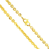 Collier chaîne en laiton, Plaqué d'or 24K, pour homme, protéger l'environnement, sans nickel, plomb et cadmium, 4x3.50x0.50mm, Vendu par Environ 17 pouce brin