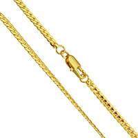 Collier chaîne en laiton, Plaqué d'or 24K, chaîne de gourmette & pour homme, protéger l'environnement, sans nickel, plomb et cadmium, 3x1mm, Vendu par Environ 17.5 pouce brin