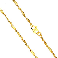 Collier chaîne en laiton, Plaqué d'or 24K, Chaîne Singapour & pour homme, protéger l'environnement, sans nickel, plomb et cadmium, 4x2x2mm, 2mm, Vendu par Environ 17 pouce brin