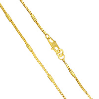 Collier chaîne en laiton, Plaqué d'or 24K, chaîne de boîte & pour homme, protéger l'environnement, sans nickel, plomb et cadmium, 4x2x2mm, 1x1mm, Vendu par Environ 17.5 pouce brin