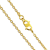 Collier chaîne en laiton, Plaqué d'or 24K, chaîne ovale & pour homme, protéger l'environnement, sans nickel, plomb et cadmium, 2.50x2x0.30mm, Vendu par Environ 17.5 pouce brin