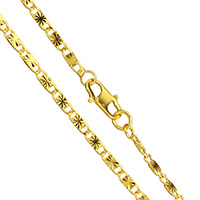 Collier chaîne en laiton, Plaqué d'or 24K, pour homme, protéger l'environnement, sans nickel, plomb et cadmium, 6.50x2.50x1mm, Vendu par Environ 17.5 pouce brin