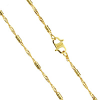 Collier chaîne en laiton, Plaqué d'or 24K, pour homme, protéger l'environnement, sans nickel, plomb et cadmium, 4x2x2mm, 2mm, Vendu par Environ 23 pouce brin