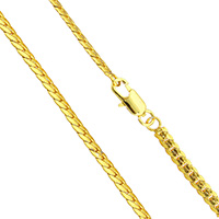 Collier chaîne en laiton, Plaqué d'or 24K, chaîne de gourmette & pour homme, protéger l'environnement, sans nickel, plomb et cadmium, 3.50x1mm, Vendu par Environ 23.5 pouce brin