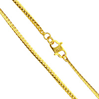 Collier chaîne en laiton, Plaqué d'or 24K, chaîne de gourmette & pour homme, protéger l'environnement, sans nickel, plomb et cadmium, 2x1mm, Vendu par Environ 23 pouce brin