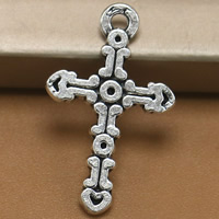 Zink Alloy Cross Hängen, antik silver pläterad, leda & kadmiumfri, 23x14mm, Hål:Ca 1.5mm, 100PC/Bag, Säljs av Bag