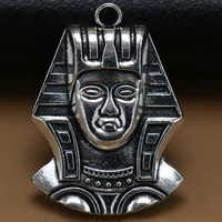 Character Shaped Zinc Alloy Pendants, liga de zinco, caráter, banho de cor prata antiga, Chumbo e cádmio livre, 37x26mm, Buraco:Aprox 1.5mm, 100PCs/Bag, vendido por Bag