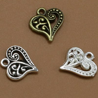 Pendentifs coeur en alliage de zinc, Placage, plus de couleurs à choisir, sans plomb et cadmium, 13x14mm, Trou:Environ 1.5mm, 100PC/sac, Vendu par sac