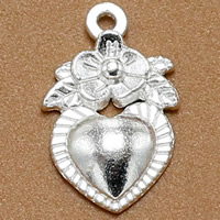 Ciondoli a cuore in lega di zinco, lega in zinco, placcato color argento, assenza di piombo & cadmio, 18x10mm, Foro:Appross. 1.5mm, 100PC/borsa, Venduto da borsa