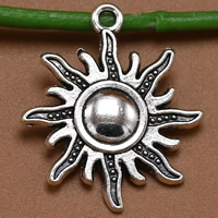 Zinc Alloy Pendants Sun antique silver color plated lead & cadmium free Approx 1.5mm Sold By Bag