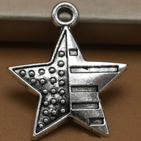 Colgante estrella de la aleación del cinc, aleación de zinc, chapado en color de plata antigua, libre de plomo & cadmio, 23x20mm, agujero:aproximado 1.5mm, 100PCs/Bolsa, Vendido por Bolsa