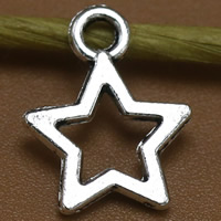 Sinkkiseos Star riipus, Tähti, antiikki hopea päällystetty, lyijy ja sen kadmium vapaa, 12x10mm, Reikä:N. 1.5mm, 100PC/laukku, Myymät laukku