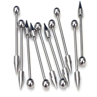 Stainless Steel Tongue ring, ROSTFRITT STÅL, olika stilar för val, ursprungliga färgen, 15-20mm, 10PC/Bag, Säljs av Bag