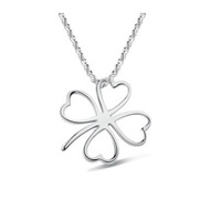 Messing halskettingen, Four Leaf Clover, geplatineerd, box ketting, nikkel, lood en cadmium vrij, 450mm, Per verkocht Ca 17.5 inch Strand