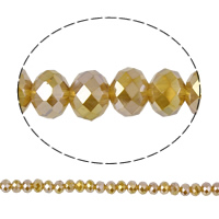 Rondelle-Krystal-Perler, Krystal, facetteret, Gold Champagne, 8x6mm, Hole:Ca. 1mm, Længde Ca. 16.5 inch, 10Strands/Bag, Ca. 70pc'er/Strand, Solgt af Bag