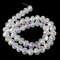 Contas de Cristal Rondelle, facetada, transparente branco, 16x13mm, Buraco:Aprox 1mm, comprimento Aprox 23 inchaltura, 10vertentespraia/Bag, Aprox 48PCs/Strand, vendido por Bag