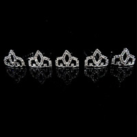 Tiaras, liga de zinco, Coroa, cromado de cor platina, para noivas & com strass, Chumbo e cádmio livre, 22mm, 5PCs/Bag, vendido por Bag