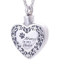 316L Stainless Steel Cinerary Casket Pendant Heart with letter pattern & blacken original color Approx 4mm Sold By PC