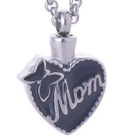 316L Stainless Steel Cinerary kiste vedhæng, Heart, ordet mor, Mother Day Smykker & emalje, oprindelige farve, 19x27mm, Hole:Ca. 4mm, Solgt af PC