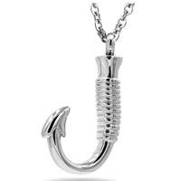 316L rostfritt stål Cinerary Kista hänge, Pirate Fishhook, ursprungliga färgen, 21x35mm, Hål:Ca 4mm, Säljs av PC