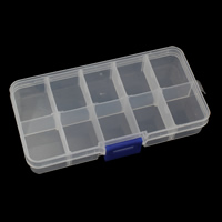 Sieraden Kralen Container, Plastic, Rechthoek, afneembare & 10 cellen, 125x63x23mm, Verkocht door PC