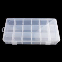 Sieraden Kralen Container, Plastic, Rechthoek, 18 cellen, 225x113x42mm, Verkocht door PC