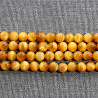 Tiger Eye Gyöngyök, Kerek, természetes, különböző méretű a választás, arany, Naponta eladott Kb 15.5 inch Strand