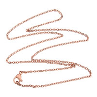 Nerezová ocel Nekclace Chain, Nerez, 18K růže pozlacené, Twist oválný řetězu, 2x1.50x0.30mm, Prodáno za Cca 18 inch Strand