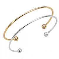 laiton bracelet manchette, Rond, Placage, plus de couleurs à choisir, protéger l'environnement, sans nickel, plomb et cadmium, 180mm, Diamètre intérieur:Environ 60mm, Longueur Environ 7 pouce, Vendu par PC