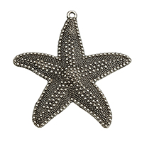 Zinc Alloy Animal Pendler, Starfish, antik sølv farve forgyldt, nikkel, bly & cadmium fri, 62x67x6mm, Hole:Ca. 3mm, 100pc'er/Lot, Solgt af Lot