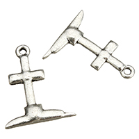 Zinklegering Cross Hangers, Zinc Alloy, Oversteken, antiek zilver plated, nikkel, lood en cadmium vrij, 19x23x2mm, Gat:Ca 1.5mm, 1000pC's/Lot, Verkocht door Lot