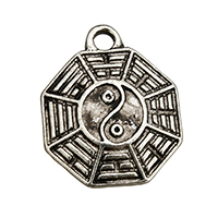 Zinc Alloy Pendants Octagon antique silver color plated ying yang nickel lead & cadmium free Approx 2mm Sold By Lot