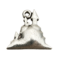 Zinc Alloy Building Pendler, Castle, antik sølv farve forgyldt, nikkel, bly & cadmium fri, 19x18x2.50mm, Hole:Ca. 1.5mm, 800pc'er/Lot, Solgt af Lot