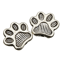 Perline in lega di zinco, lega in zinco, bear Paw, placcato argento antico, assenza di nichel,piombo&cadmio, 14x12x3mm, Foro:Appross. 1.5mm, 800PC/lotto, Venduto da lotto