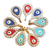 Evil Eye Pendants Zinc Alloy Teardrop plated evil eye pattern & enamel & with rhinestone nickel lead & cadmium free Approx 2mm Sold By Lot