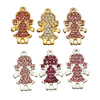 Zinc Alloy Girl plated with rhinestone & 1/1 loop nickel lead & cadmium free Approx 1.5mm Sold By Lot