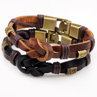 De Armband van mensen, Koeienhuid, met Hennep & Zinc Alloy, antiek brons plated, voor de mens, meer kleuren voor de keuze, nikkel, lood en cadmium vrij, 12mm, Per verkocht Ca 8.2 inch Strand