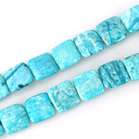 farvet Jade Bead, Square, blå, 20x20x7mm, Hole:Ca. 1.5mm, Ca. 20pc'er/Strand, Solgt Per Ca. 16 inch Strand