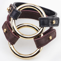 De Armband van mensen, Koeienhuid, met Zinc Alloy, gold plated, voor de mens, meer kleuren voor de keuze, nikkel, lood en cadmium vrij, Per verkocht Ca 7.8 inch Strand