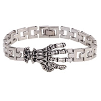 
Herren Armband, Zinklegierung, Hand, Platinfarbe platiniert, für den Menschen & Emaille, frei von Nickel, Blei & Kadmium, 18mm, verkauft per ca. 7.4 ZollInch Strang