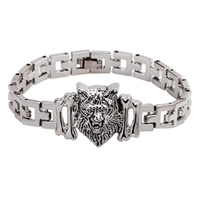 Men Bracelet Zinc Alloy Wolf platinum color plated for man & blacken nickel lead & cadmium free 18mm Sold Per Approx 7.4 Inch Strand