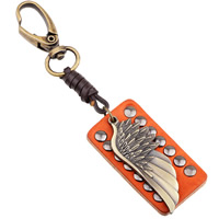 Key Chain, Zinc Alloy, med Koskind, Wing Shape, forgyldt, for mennesket, nikkel, bly & cadmium fri, 15x130mm, Solgt af Strand