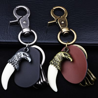 Key Chain, Zinc Alloy, med Koskind & Resin, Eagle, forgyldt, Unisex, flere farver til valg, nikkel, bly & cadmium fri, 40x120mm, Solgt af Strand