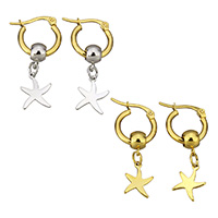 Rostfritt stål spaken bakåt Earring, ROSTFRITT STÅL, Star, plated, för kvinna, fler färger för val, 17x15.50x2mm, Innerdiameter:Ca 10mm, Säljs av Par