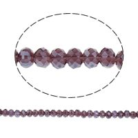 Rondelle Crystal Pärlor, Kristall, imitation CRYSTALLIZED™ kristaller, Violett, 6x8mm, Hål:Ca 1mm, Längd Ca 17 inch, 10Strands/Bag, Säljs av Bag