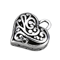 Pendentifs coeur en alliage de zinc, creux & noircir, 19.50x21.50x9mm, Trou:Environ 3.5x4.5mm, 50PC/lot, Vendu par lot