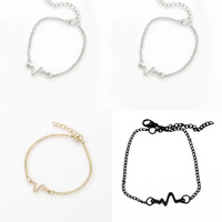 Bracciale in lega di zinco, lega in zinco, with catena di ferro, with 5cm extender chain, placcato, Twist ovale & per la donna, nessuno, assenza di piombo & cadmio, 90mm, Venduto per Appross. 9 pollice filo