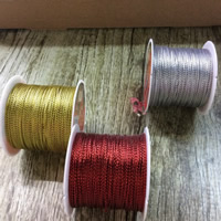 Metallic kleurendraad, Metallic Cord, met kunststof spoel, gemengde kleuren, 1mm, 5pC's/Bag, Ca 20m/PC, Verkocht door Bag