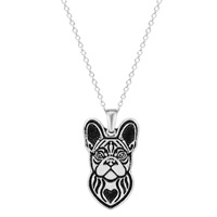 Unisex Necklace Zinc Alloy with iron chain Dog antique silver color plated oval chain lead & cadmium free 45cm Sold Per Approx 17.5 Inch Strand